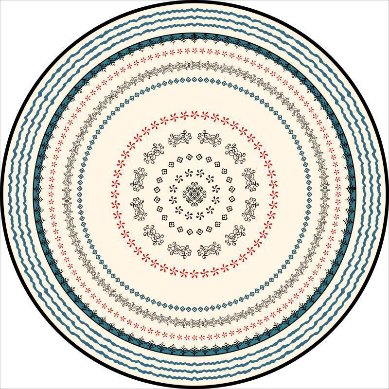 

Ethnic Style Circular Carpet Living Room Large Area Sofa Coffee Table Mat Decorative Floor Mat Easy To Maintain 60 * 60cm