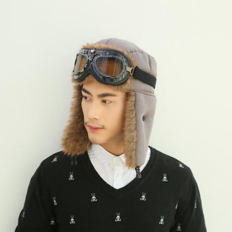 Thermal Winter Hat With Detachable Goggles For Skiing Riding And Outdoor Activity Vintage Style Ear Protection Cold Weather