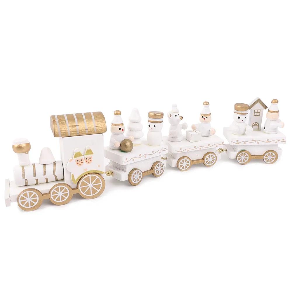Christmas Wooden Train Ornaments Santa Cake Decoration Merry Christmas Navidad New Year Party Table Decoration Kids Gifts Toys