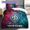 Custom Name Dynamo Kyiv Pattern Bedding Quilt Set Home Decoration Gift (1 * Duvet Cover + 2 * Pillowcase Without Core)
