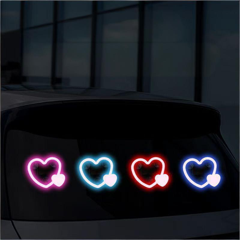 12V Heart-shaped Solar-powered Car Neon Lights LED Flexible Strip Energy Saving for Interior Roof Atmosphere
