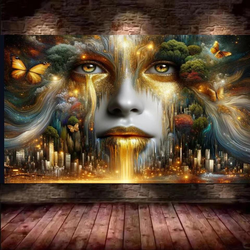 Surreal Featuring A Human Face, DIY Diamond Painting Large Size New 2026 Full Diamond Mosaic Embroidery Cross Stitch Kits Decor