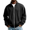 2026 European Men's Chunky Knit Striped Full-Zip Hoodie with Half High Collar – New Autumn/Winter Style