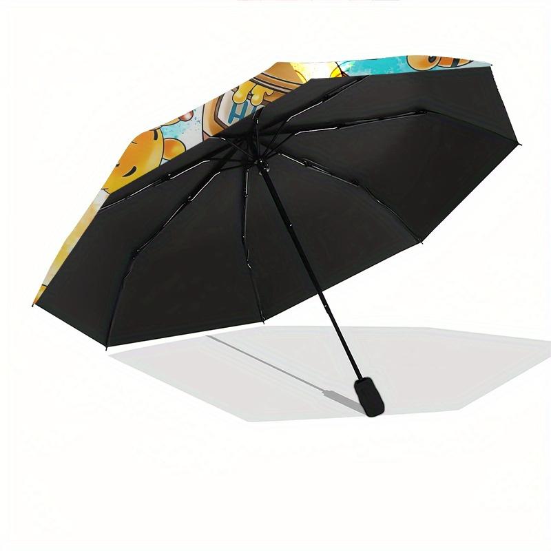 Winnie the Pooh and Friends Themed Automatic Opening and Closing Folding Umbrella, Reinforced 8 Ribs, Compact Travel Design, Fashionable Fol