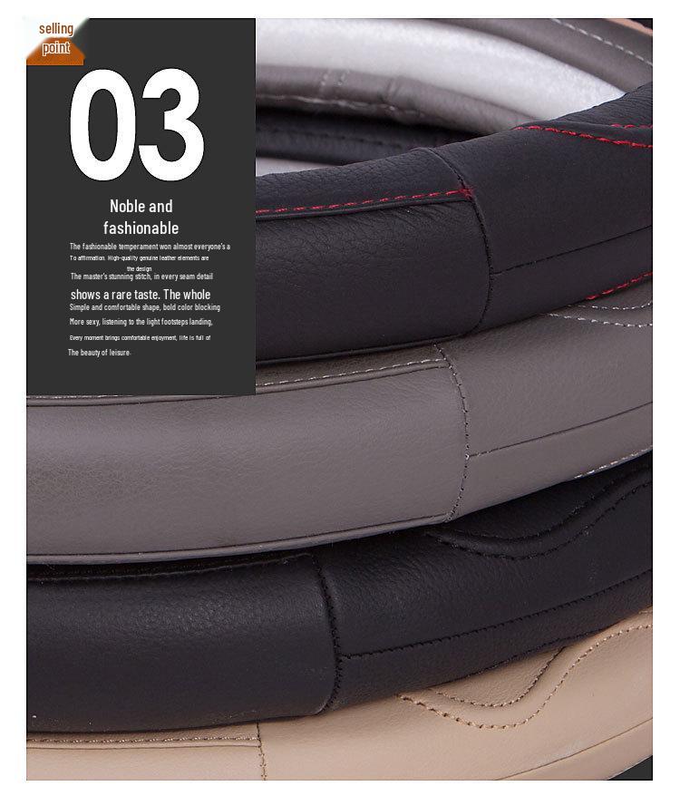 Premium Cowhide Leather Steering Wheel Cover - Anti-Slip, Wear-Resistant, Breathable, Universal Fit for All Seasons