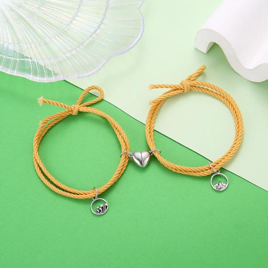 1 Pair Couple Bracelet Heart Magnet Attract Magnetic Decorative All-match Adjustable Jewelry Gift Rubber