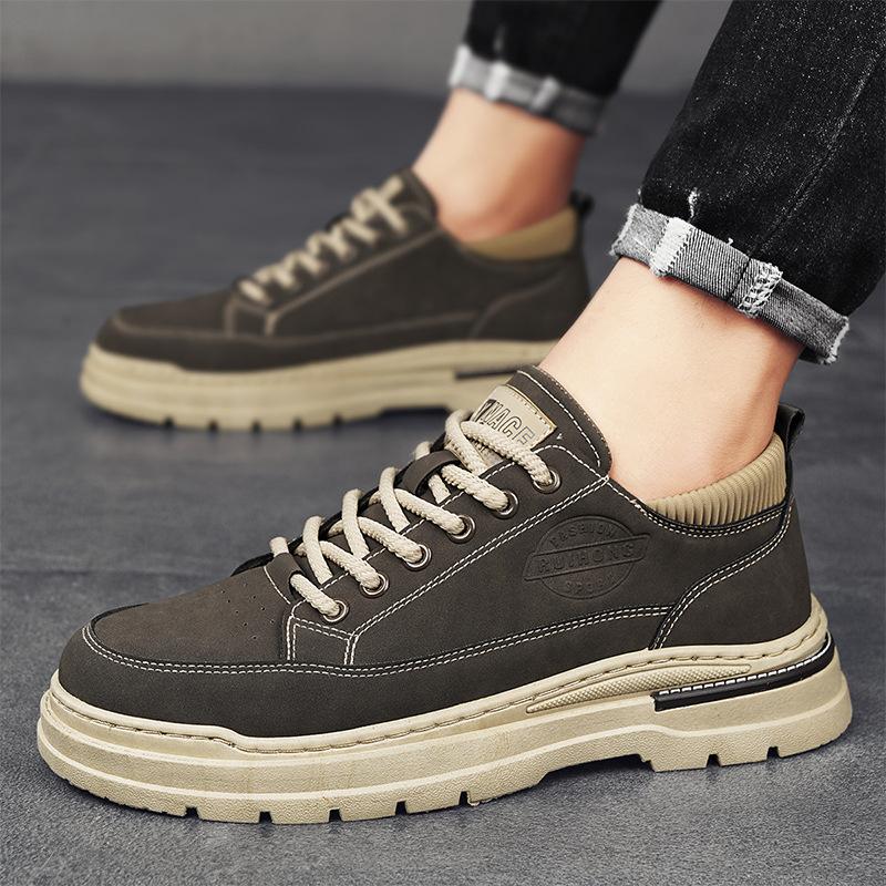 Autumn New Men's Leather Martin Shoes British Platform Versatile Casual Shoes Tooling Sports Live Labor Insurance Men's Shoes