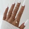 Gold/Silver Wave Joint Rings Set Alloy Love Chain Joint Ring 2024 Multi Style Ring Set  Woman