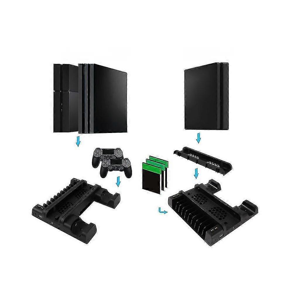 For Ps4/ps4 Slim/ps4 Pro Vertical Stand Led Cooling Fan Dual Controlle NIUNIU
