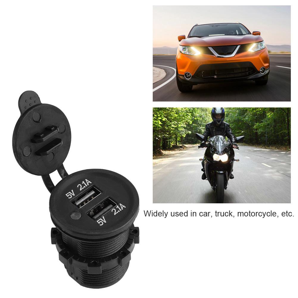 5V 2.1A Dual USB Charger Cigarette Lighter Adapter Female Socket Plug for Car Motorcycle Truck