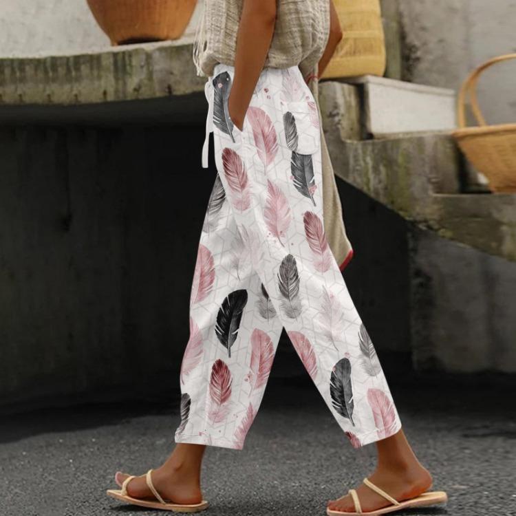 Dámske ležérne nohavice Módne Elastický pás Sťahovacia šnúrka Potlač Vrecká