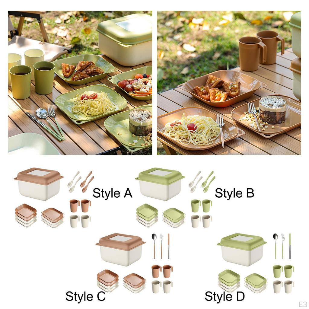 Dinnerware Sets Outdoor Tableware Set Adults Lightweight Portable Travel Camping Cutlery