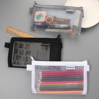 Office Supplies High Quality Transparent Simple Nylon Pencil Bag Mesh Pencil Case Pencil Case Pen Bag Case