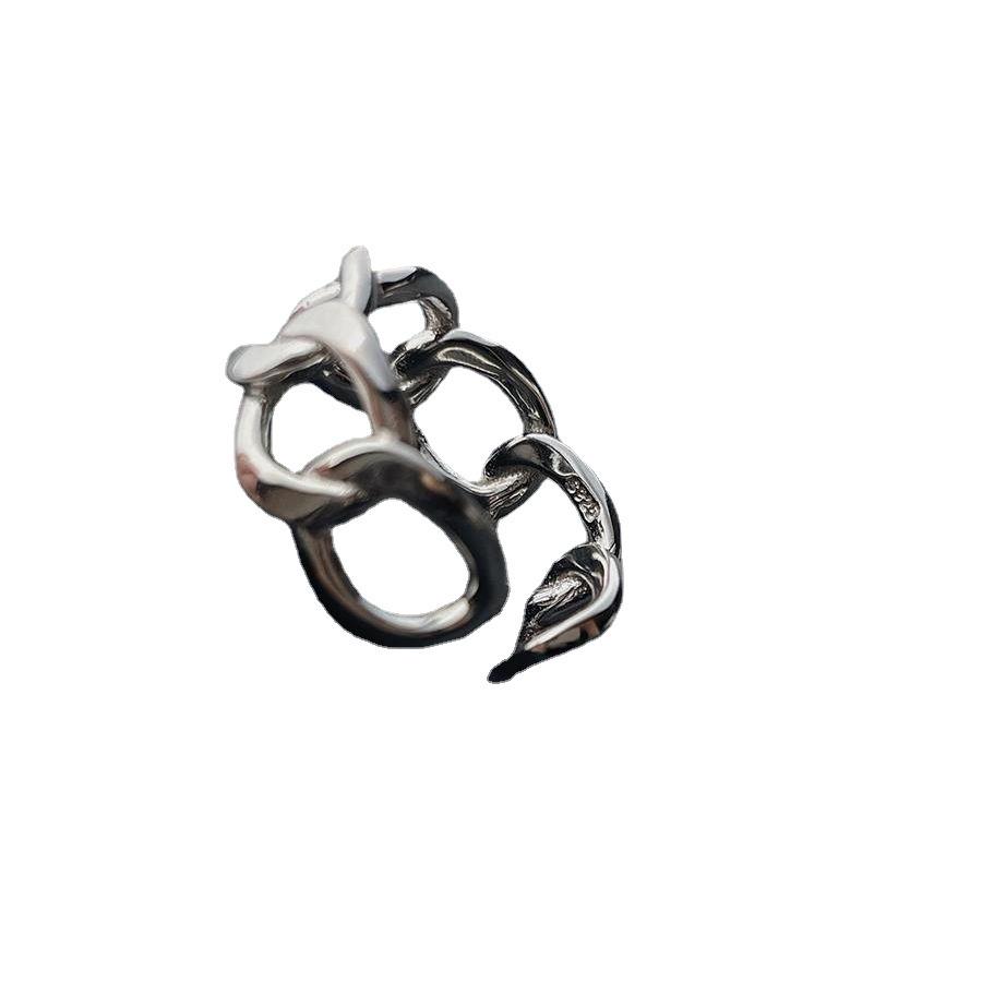 Women's Geometric Twisted Open Adjustable Chain Ring - Cold Style, Versatile Index Finger Ring