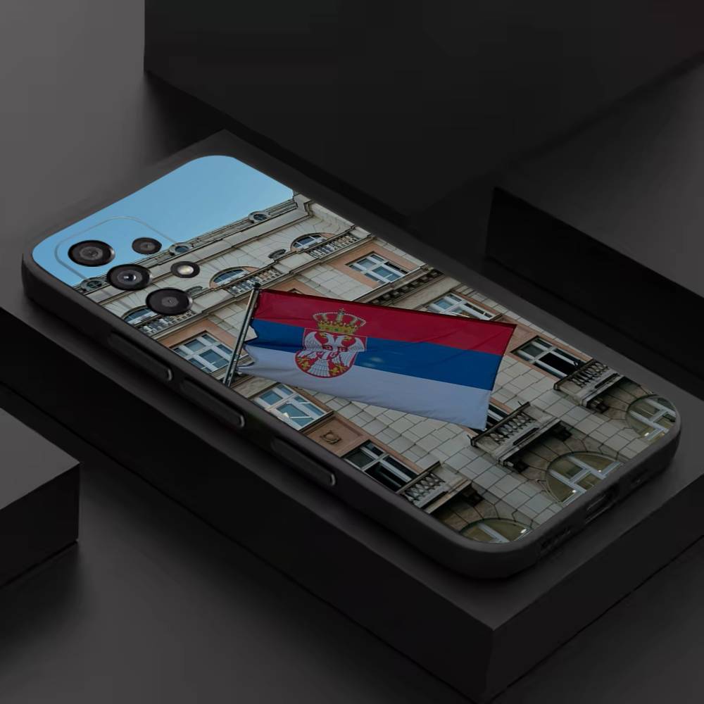 Serbia Serbian Flag MAP Phone Case For Samsung S 9,10,21,30,22,23,24,25,26,Ultra,Plus,Lite,FE,4,5G Black Soft Case