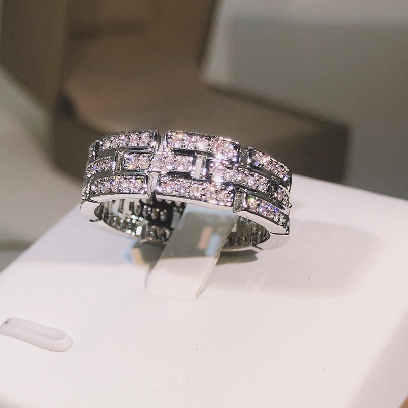 sterling copper exquisite AAAA+ white zircon multi-layer ring ladies party cocktail party men and women jewelry gifts