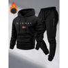 New Style Letter Print Sports Men's Fleece Lined Thick Hooded Long Sleeve Spring-Autumn Leisure Sports Pants