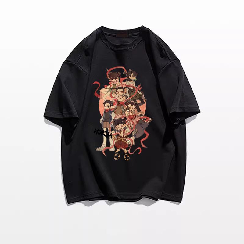 Unisex Nezha Cartoon T-Shirt - American Style, Short-Sleeved, Loose Fit, 2025 Collection, Pure Cotton Summer Top