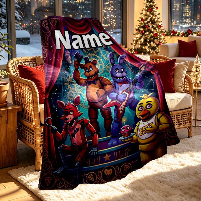 Custom Name Personalized Five Nights at Freddy's Print Blanket, Home Decor, Bedroom, Sofa, Camping, Couch, Gifts for Birthday Christmas
