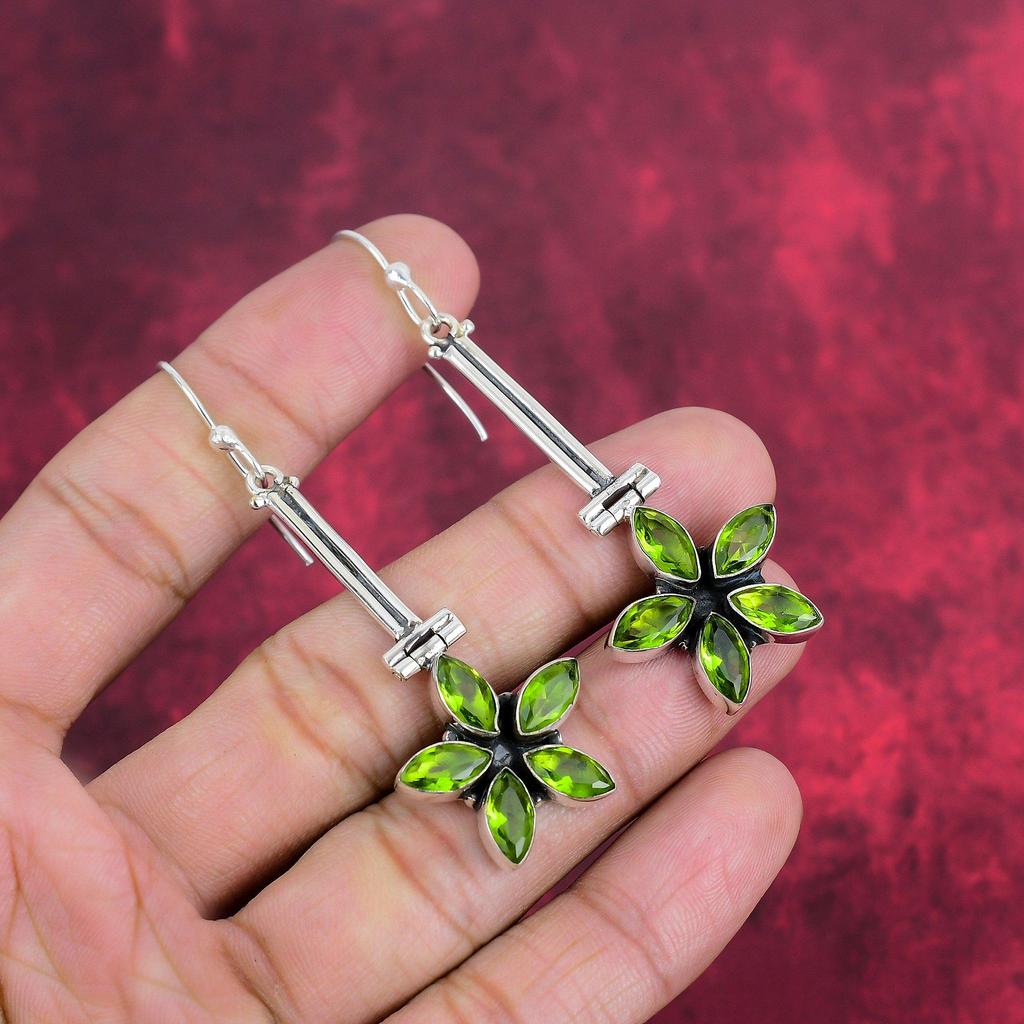 Peridot Earrings, 925 Sterling Silver Earrings Jewelry, Handmade Earrings Gemstone Jewelry For Memorial Day
