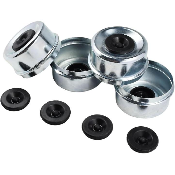 2Pcs 1.98 Inch Trailer Axle Dust Cap Cup Grease Cover Hub with Extra 2 Rubber Plugs, Compatible with Dexter EZ Lube Trailer Axles for Most 2000 to