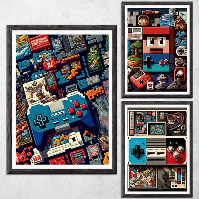 Pixel Gaming Game Boy Poster Leinwanddruck Gamer Leben Gamer Liebe Heimzimmerdeko Gaming-Zimmer Jungenzimmer Ästhetische Wanddeko