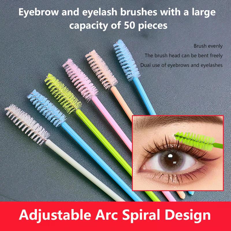 50 Stück Pinsel Wimpern Make-up-Pinsel Einweg Mascara-Stäbchen Applikator Spoolies Augenwimpern Kosmetikpinsel Wimpernverlängerungswerkzeug