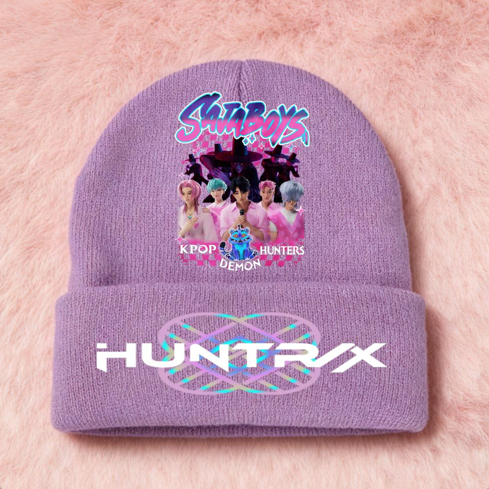 Latest KPop Demon Girls Knitted Hats Kpop Hunter Cartoon Children Headgear Cotton Cold Season Adorable Hat Anime Children Navidad Birth Date Gifts