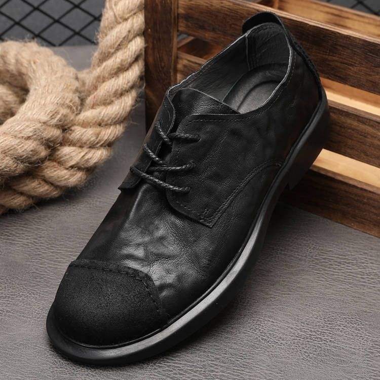 

Новая летняя мужская обувь в ретро британском стиле, туфли Монк из коровьей кожи, повседневная дышащая нескользящая кожаная обувь для мужчин среднего возраста 45 чёрный