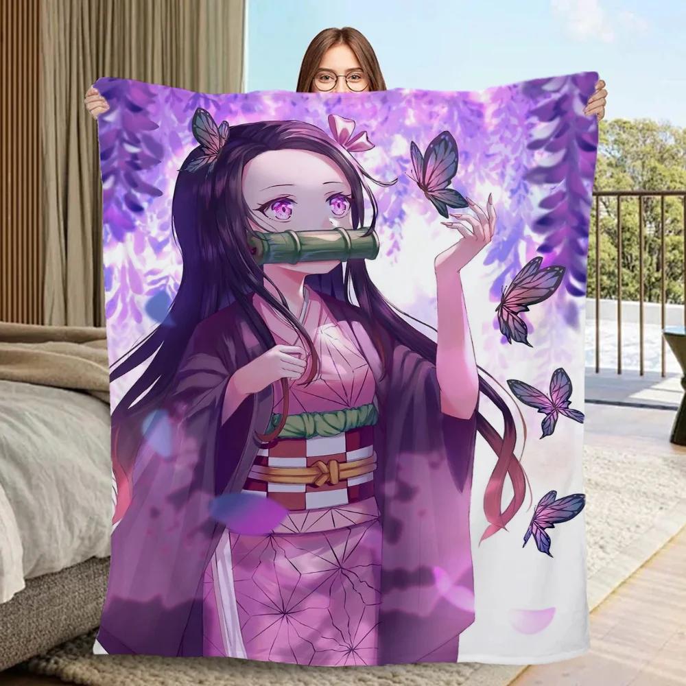 Throw Blanket for Sofa Luxury Throw Blankets Characters D-Demon Slayer Fluffy Plaid Large Blanket King Size Cobija Home Interior