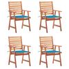 Outdoor Dining Chairs Set of 4 and Cushions Solid Acacia