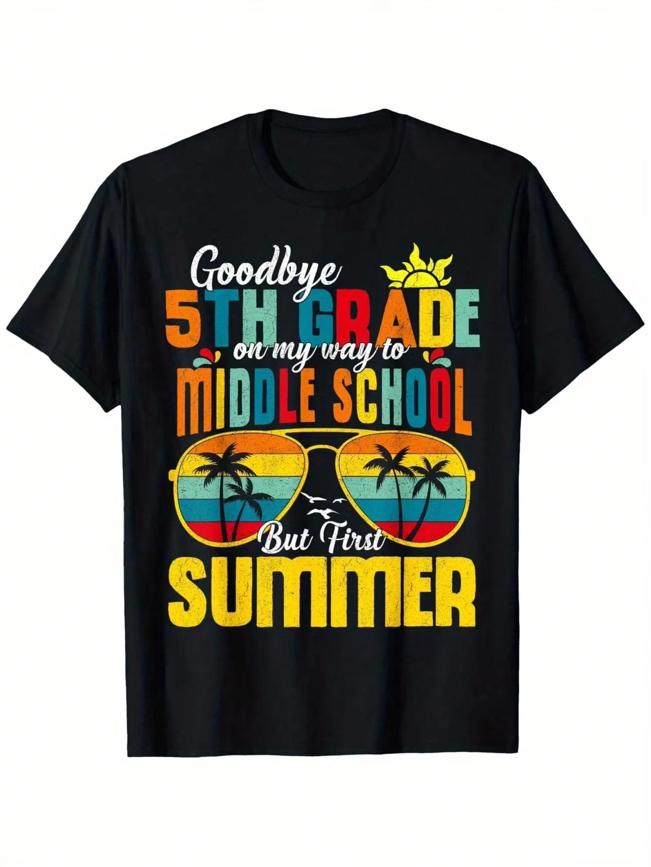

2026 Hello Middle School TShirt Vibrant Retro Graphic Design with Sunset Palm Trees Fashion Glasses 4XL