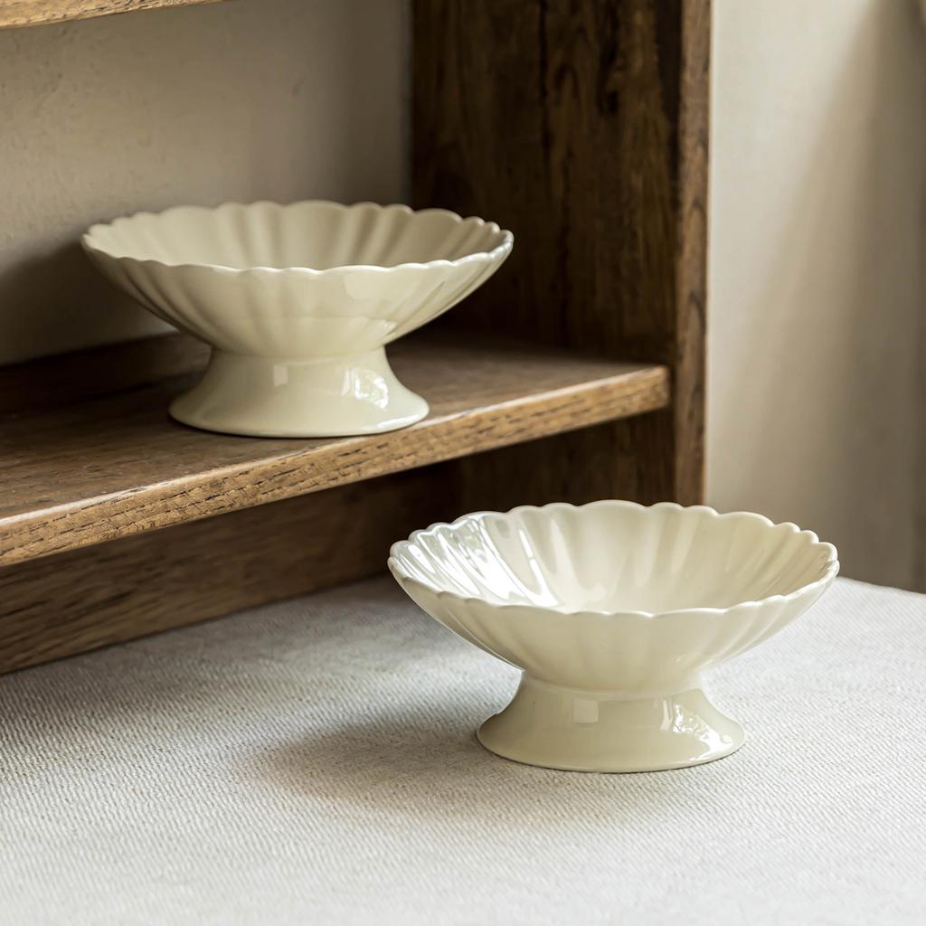Dessert Bowl Light Luxury Tall Bowl Household Ceramic Bowl Restaurant Delicate Tableware Dim Sum Bowl Ice Cream Fruit Bowl