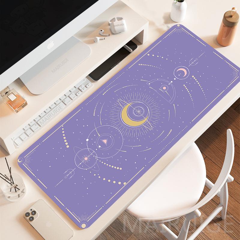 Kawaii Moon Star Mouse Pad Extra Girly Accessories Playmats Cute Carpets Lapto Gamer Purple Pink Magic Large Keyboard MouseMat