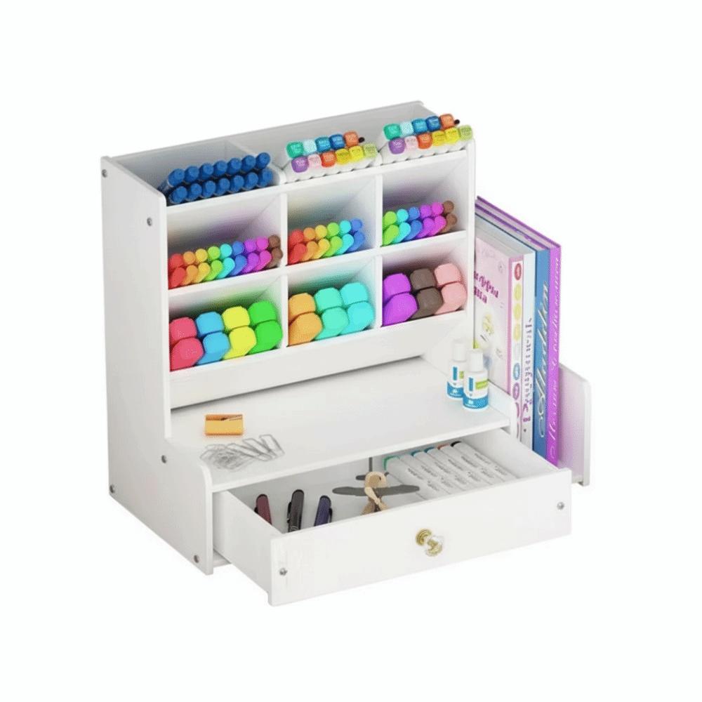 With Drawer Desk Pencil Holder Large Capacity Stationery Storage Rack Desktop Organizer  School