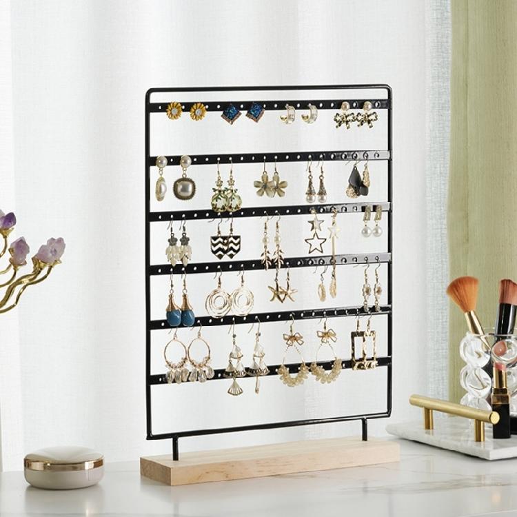 6-Tiers Earring Holder for Hanging Earrings Ear Studs with Wood Base Women Girls