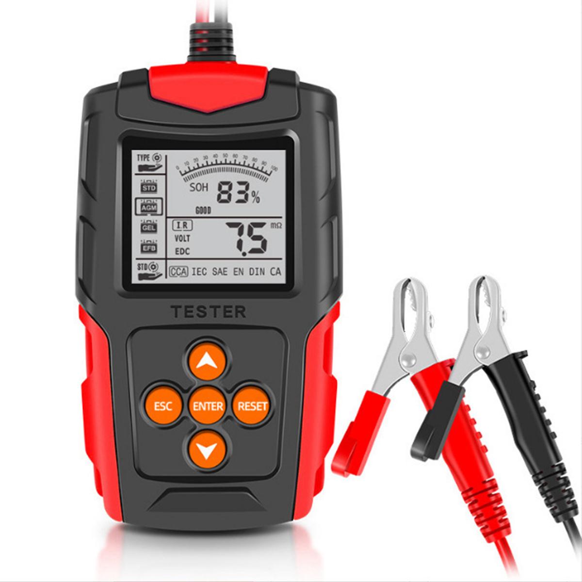 

12 В 24 В тестер автомобильного аккумулятора, ЖК-дисплей, анализатор батареи, тестовый инструмент, цифровой анализатор, тестер CCA IR SOH, измерение для автомобиля, грузовика, лодки, внедорожника красный