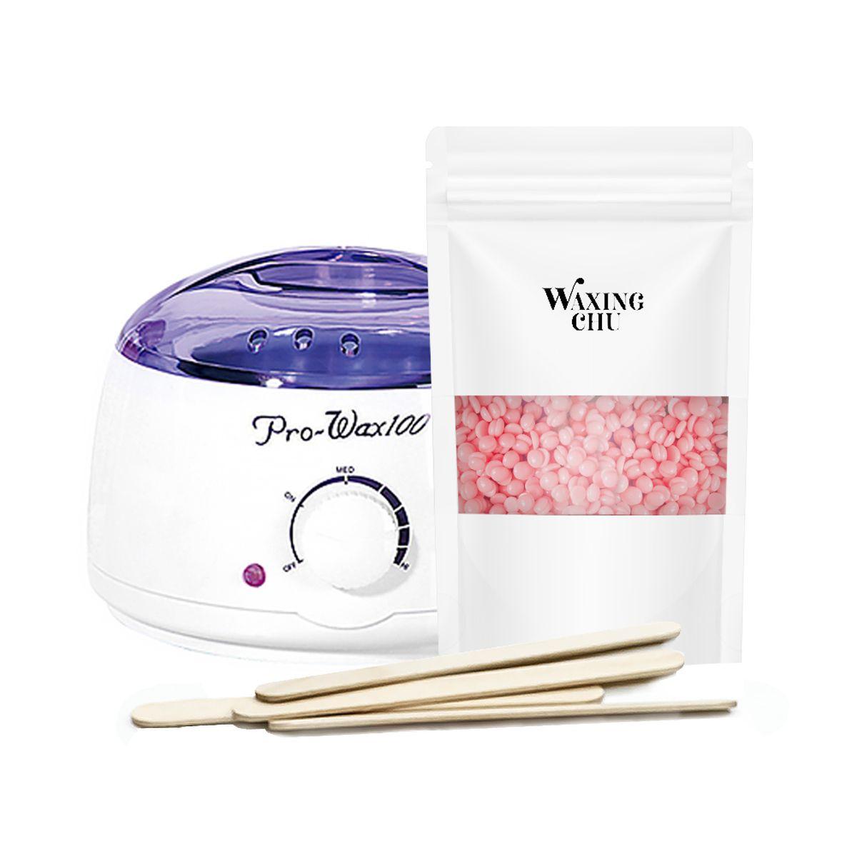 Waxing Chu Self-Waxing Warmer Kit Hard Brazilian Hair Removal Wax 200g 200g vanilla + 5 spatulas