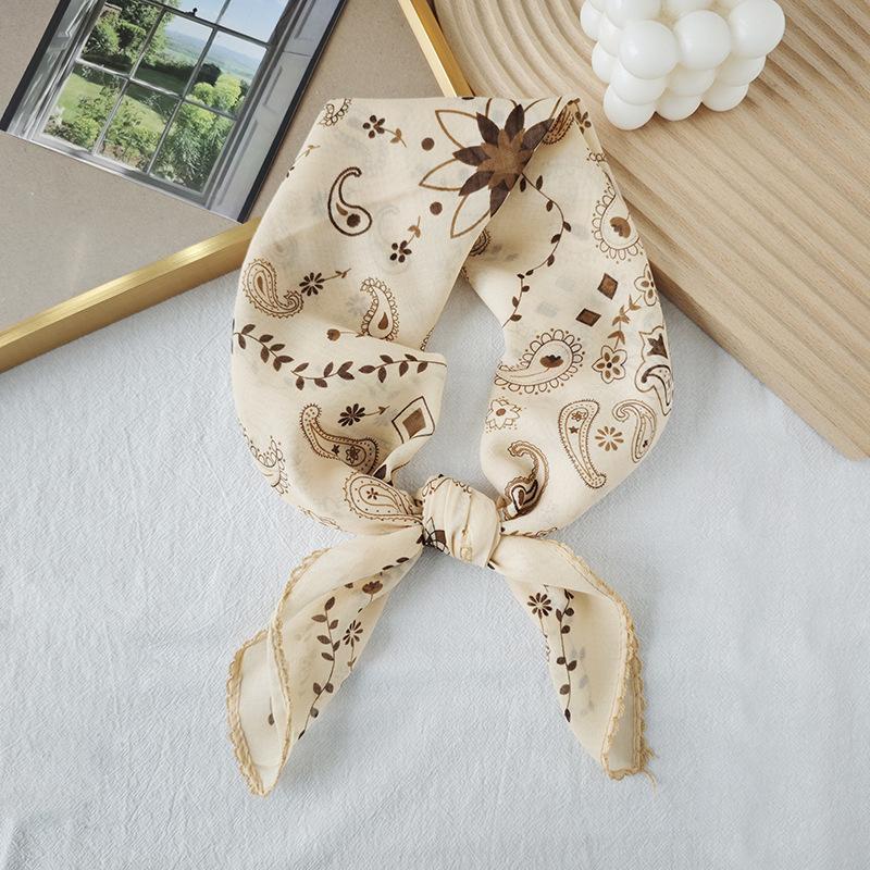 Thin Cotton and Linen Small Square Scarf Fresh and Breathable Women's Soft Literary and Decorative Small Silk Scarf Summer Scarf Women's Versatile