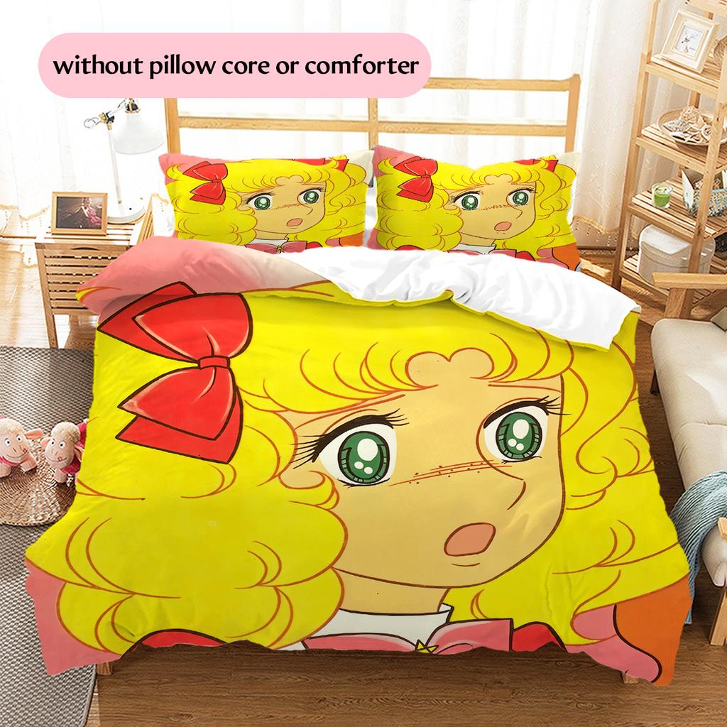 Candy Candy  Pattern Bedding Quilt Set  Home Decoration  Gift (1 * duvet cover + 2 * pillowcase  without core)