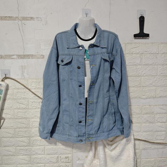 Pánská bunda Džínovina Retro Hip Hop Styl Volný Jednořadý Dlouhý rukáv Klopa Více Kapsy Běžné Streetwear Pánské nadměrné velikosti Kabát