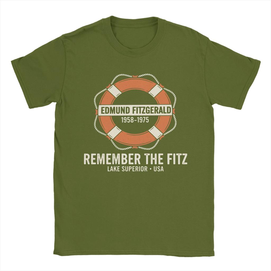 Herr T-shirt Edmund Fitzgerald Galen Ren Bomull T-shirts Kortärmad Stora Skepp T-shirts O-hals Kläder Tryckt