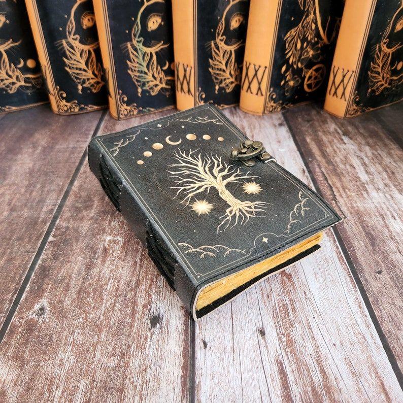 Tree of Life & Moon Leather Journal, Notebook, Sketchbook, Leather Dairy, Travel Journal, Dream Journal, Wedding Gift, Personalized Gift.