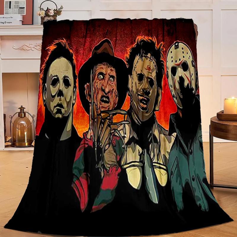 1PC Halloween Horror Night Flannel Blanket Gift, Suitable for Both Men And Women, Soft Ideal for Beds And Sofa, Birthday Or Christmas Gift