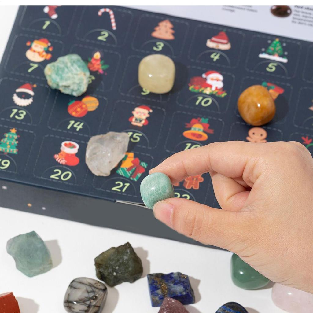 Christmas Countdown Calendar Advent Rock Collection Calendar Advent 2025 Minerals Collection Ore Gem 24 Day For Kids Women Men