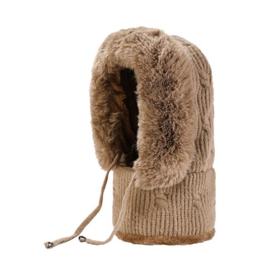 Outdoor Headgear 3 in 1 Hat Scarf Detachable Face Guard Set Adjustable Face Fit Windproof Warm Knit Fleece Cold Weather Hat