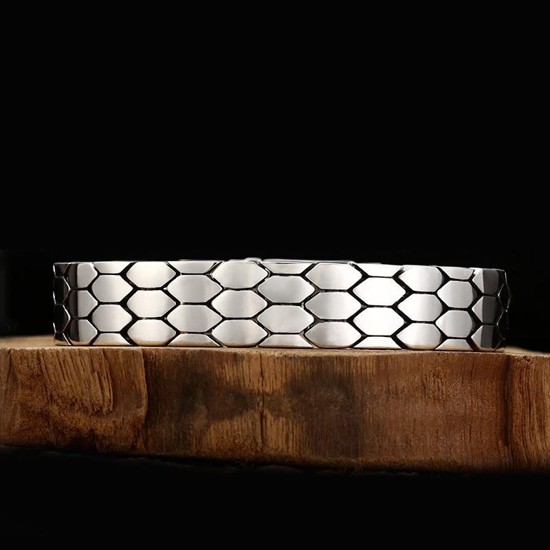 Silver Fashion Men's and Women's Chinese Style Trendy Wide Edition Serpentine Bracelet Retro Jewelry