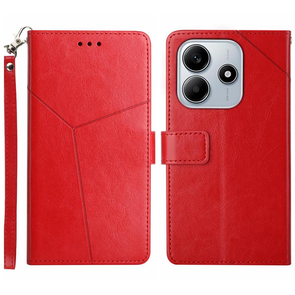 HT01 For Xiaomi Redmi Note 14 5G Case Y-Shaped Lines Imprint Leather Phone Cover