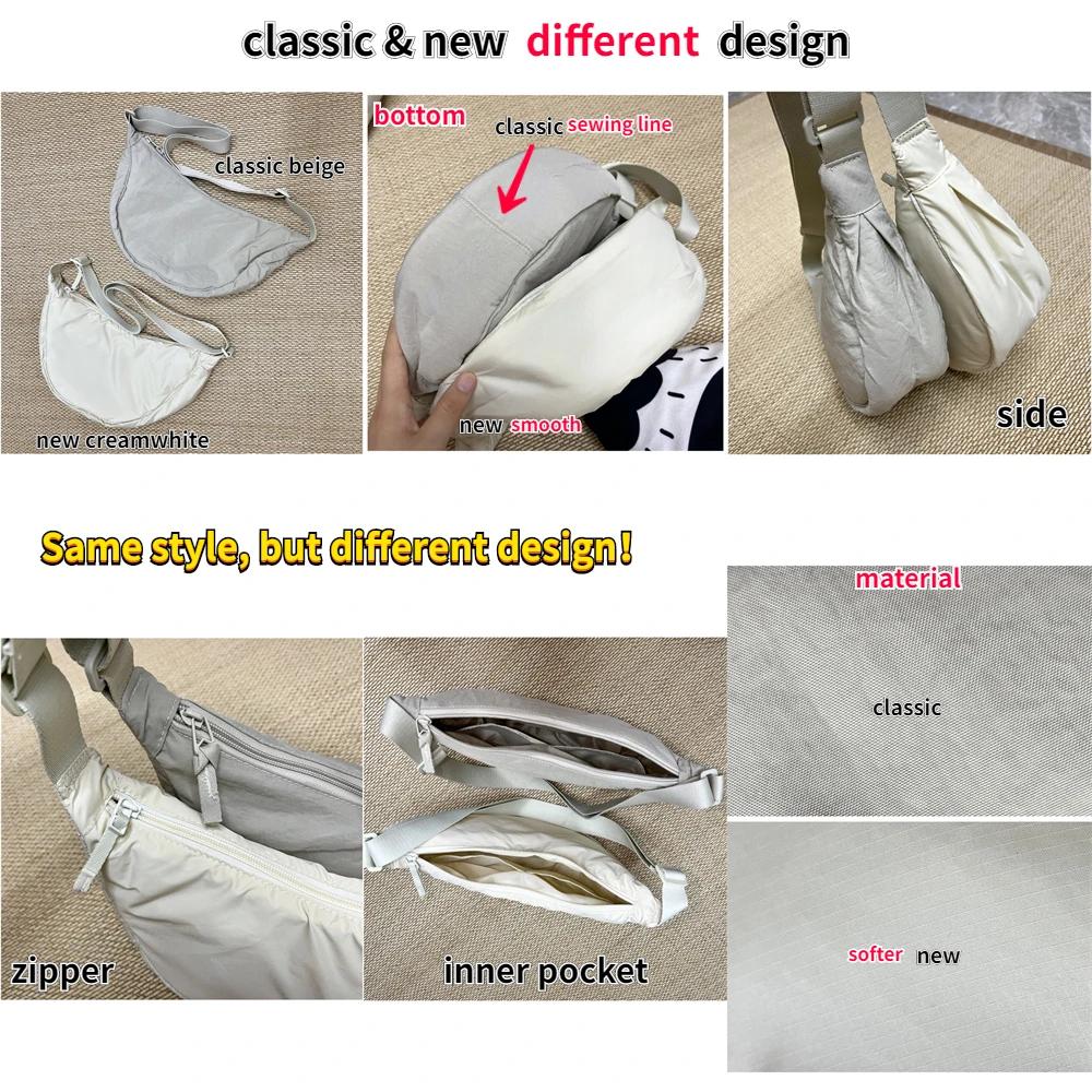 Solid Women's Portable Shoulder Bag Simple Female Nylon Cloth Padded Crossbody Bags Travel Purse Handbags Messenger Bag