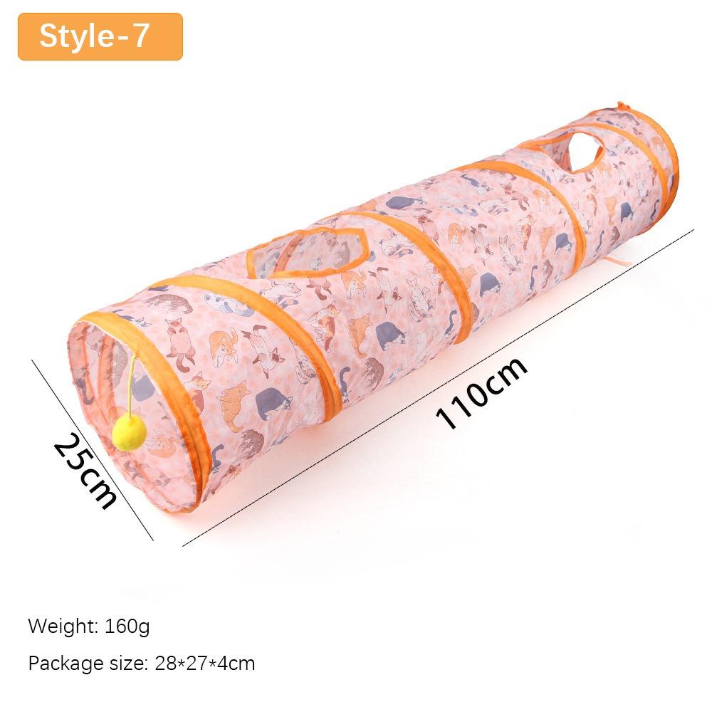 Cartoon Polyester+Steel Wire Cat Tunnel Tube Foldable Training Interactive Cat Nest Breathable Cat Maze Tunnel Rabbit